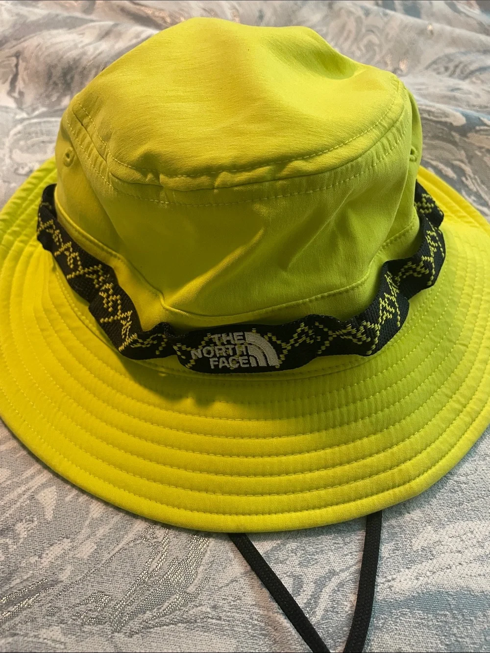 The North Face Kids Neon Yellow Bucket Hat with Black Logo Band